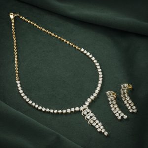 DIAMOND TENNIS NECKLACE AND EARRING SET