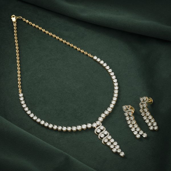 DIAMOND TENNIS NECKLACE AND EARRING SET