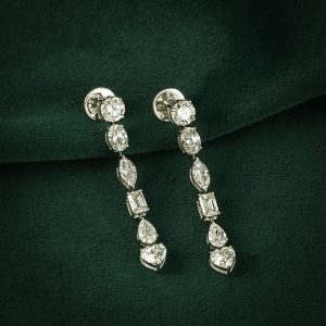 MIXED SHAPE DIAMOND DROP EARRING