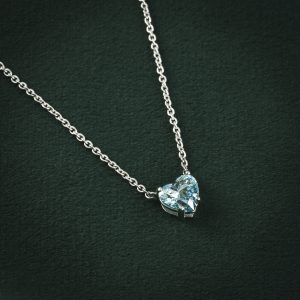 BLUE HEART SOLITAIRE CHAIN
