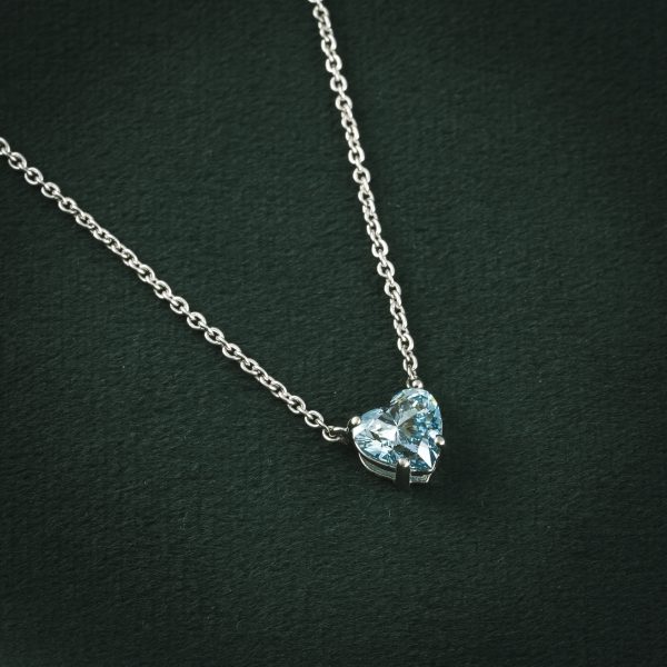 BLUE HEART SOLITAIRE CHAIN