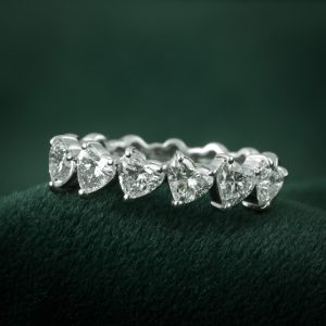HEART CUT DIAMOND ETERNITY BAND IN WHITE GOLD