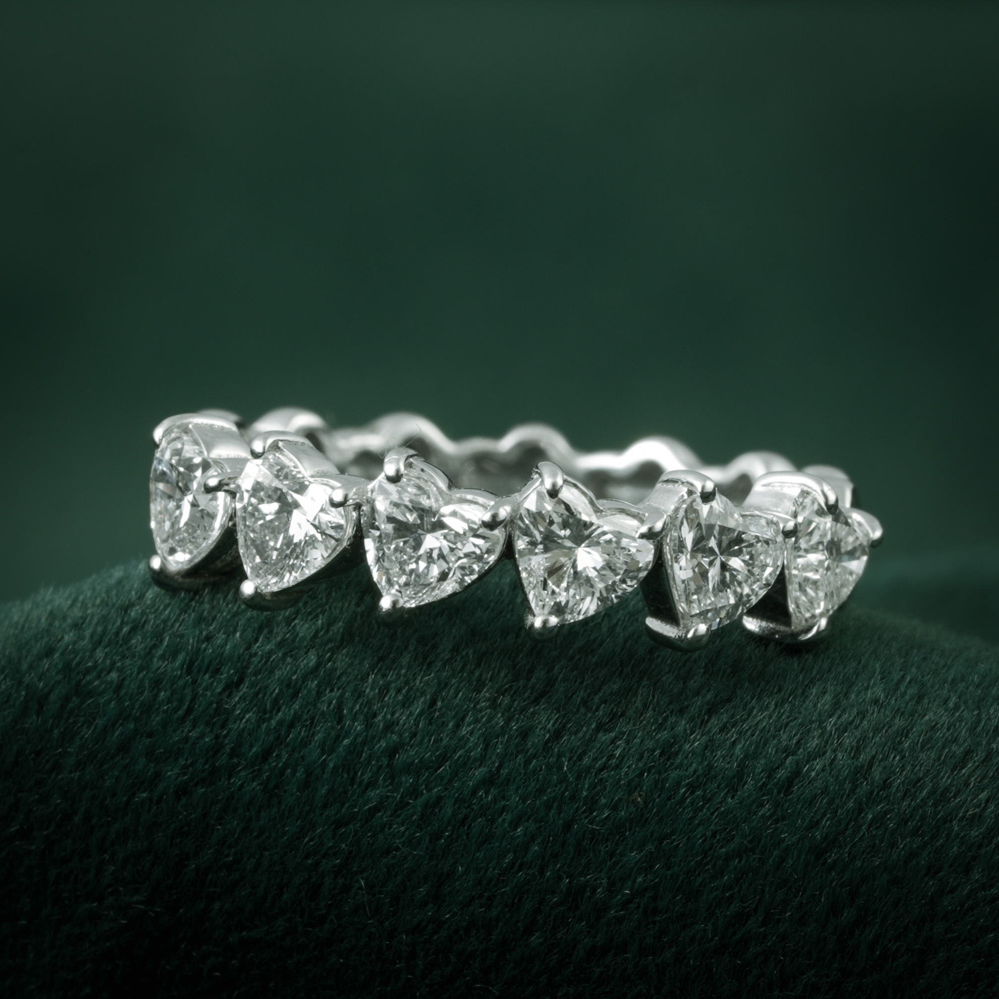 HEART CUT DIAMOND ETERNITY BAND IN WHITE GOLD