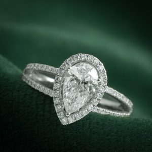 PEAR SHAPED DIAMOND HALO RING