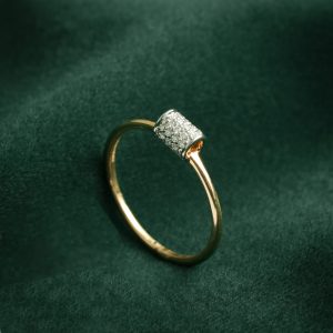 ROSE GOLD CYLINDRICAL PAVE SET RING