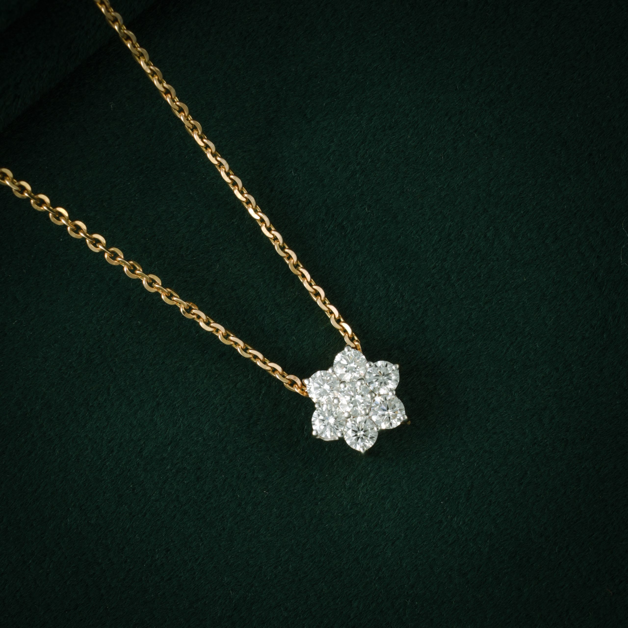 GOLD CHAIN WITH DIAMOND FLOWER PENDANT