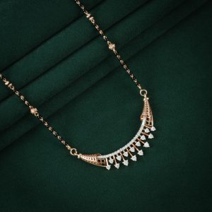 Elegant Diamond Crescent Mangalsutra Necklace in Rose Gold