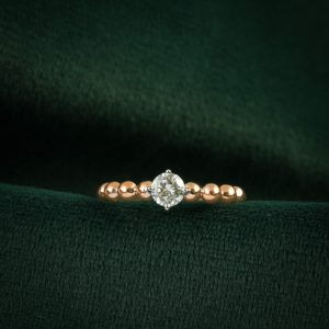 Rose Gold Bead Band Diamond Ring