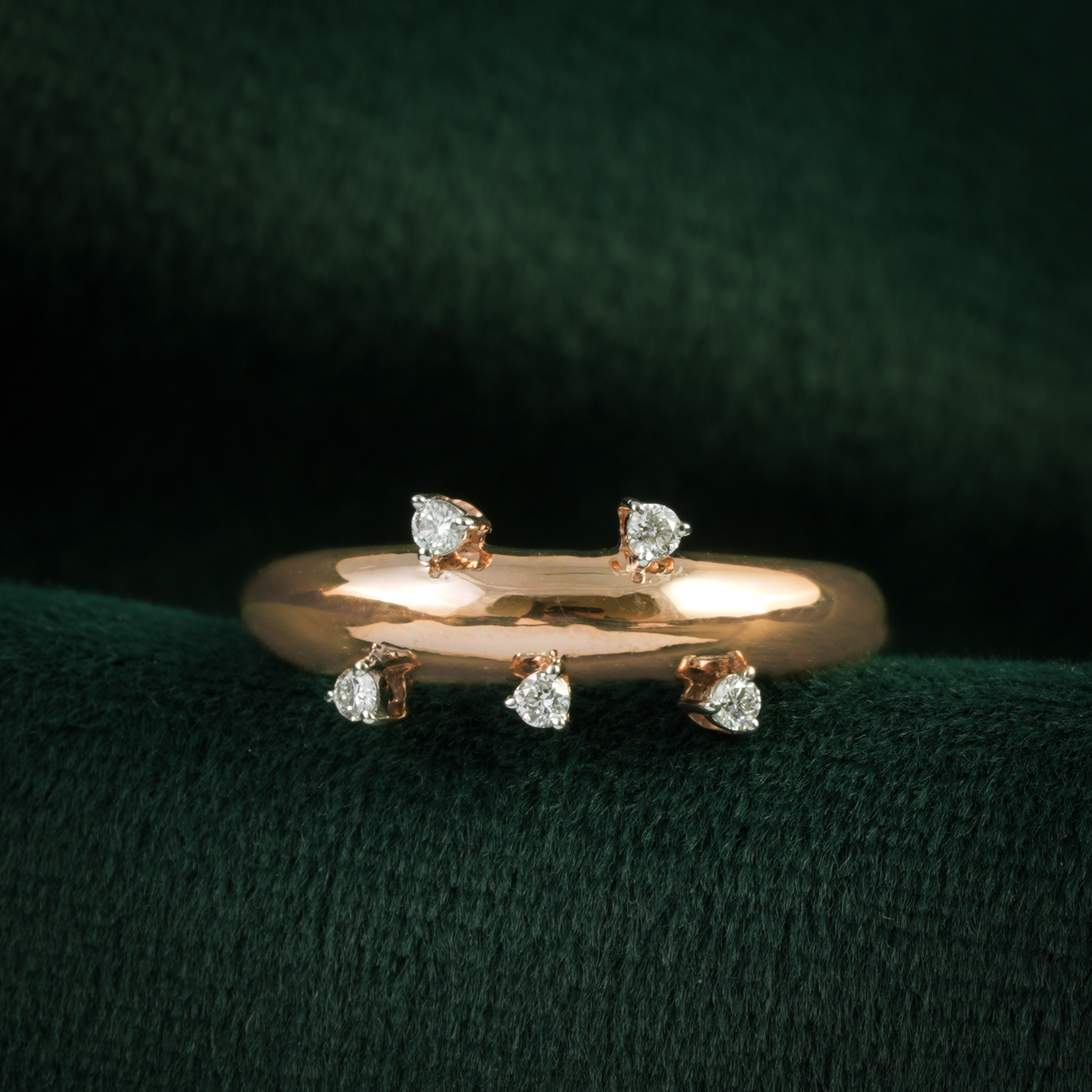 Open Diamond Cuff Ring in Rose Gold