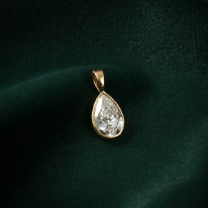 Solitaire Pear Diamond Gold Pendant