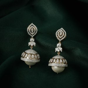 Diamond Bloom Pearl Jhumka