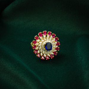 MIDNIGHT ROSE HALO SILVER RING
