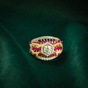 RUBY BLOOM SILVER STATEMENT RING
