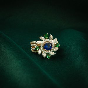 MIDNIGHT BLOSSOM SILVER RING
