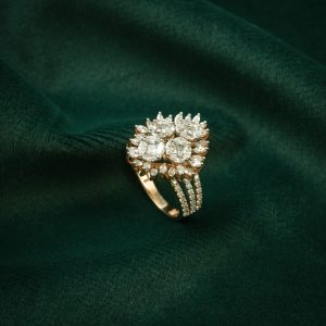 DOUBLE FLORAL SILVER STATEMENT RING