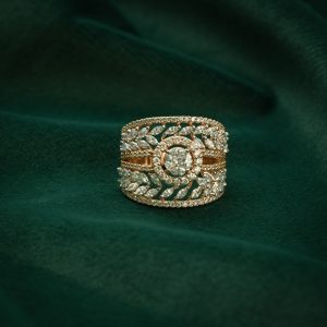 ROYAL LEAF HALO SILVER RING