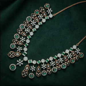 EMERALD BLOOM DIAMOND SILVER SET