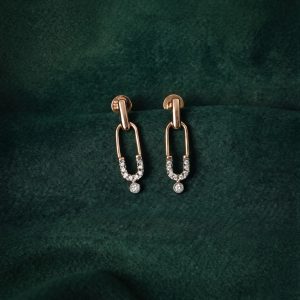 ELEGANT LINK DROP SILVER EARRINGS
